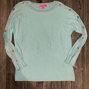 Lilly Pulitzer Light Blue Button-Detail Top Dolman Style Lightweight Sweater